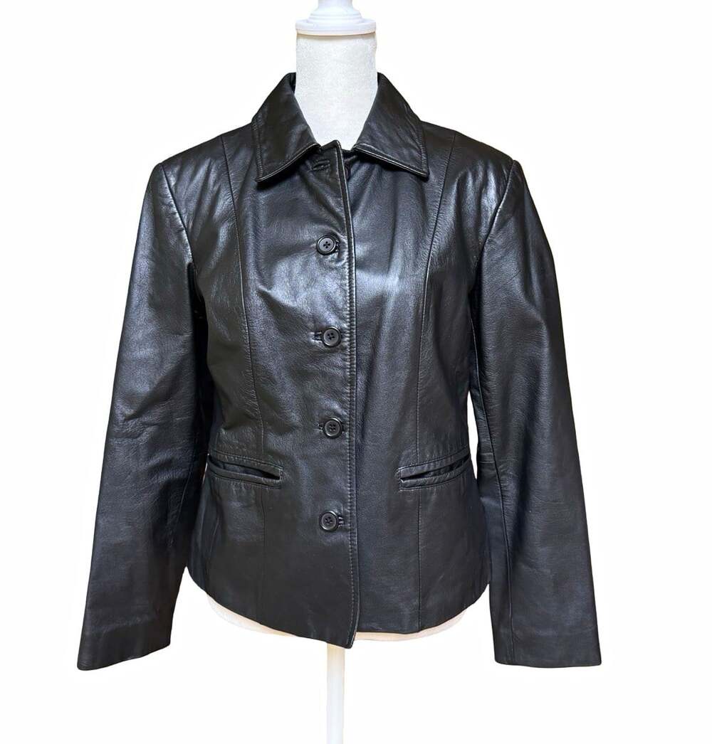 Preston & York Petites Women Small Black Genuine Leather Jacket